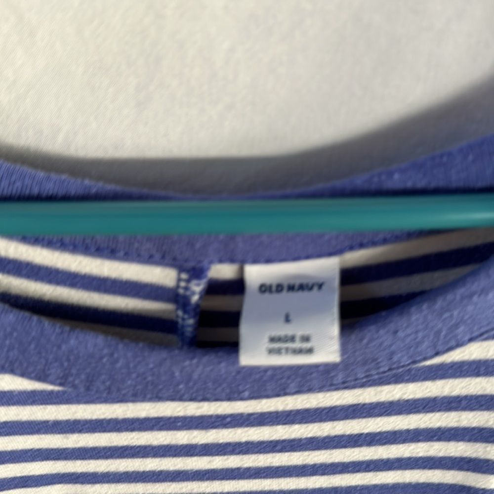 Old Navy white and periwinkle striped swing dress - Picture 3 of 5
